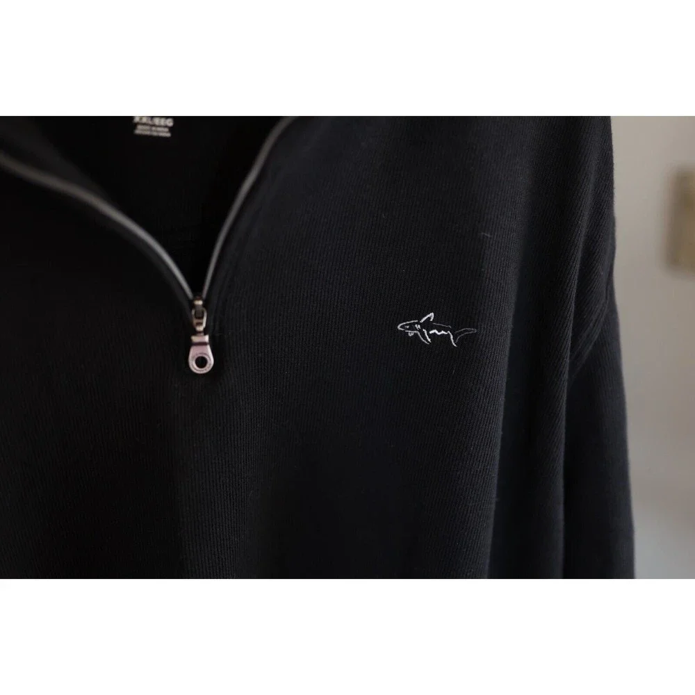 Greg Norman Mens 1/3 Zip Pullover XXL Black Shark Sweater-100% Polyester